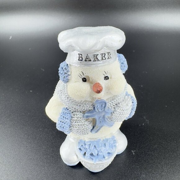1999 Encore Snowman Baker Figurine Resin Kitschy Earmuffs Mittens Resin Vintage - Picture 1 of 10